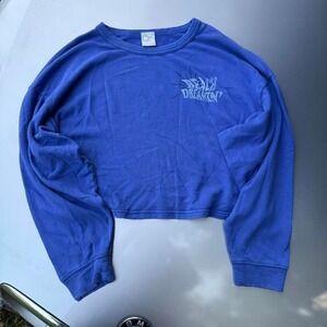 Beach Dreamin' Offline Blue cropped long sleeve sweatshirt with embroidered